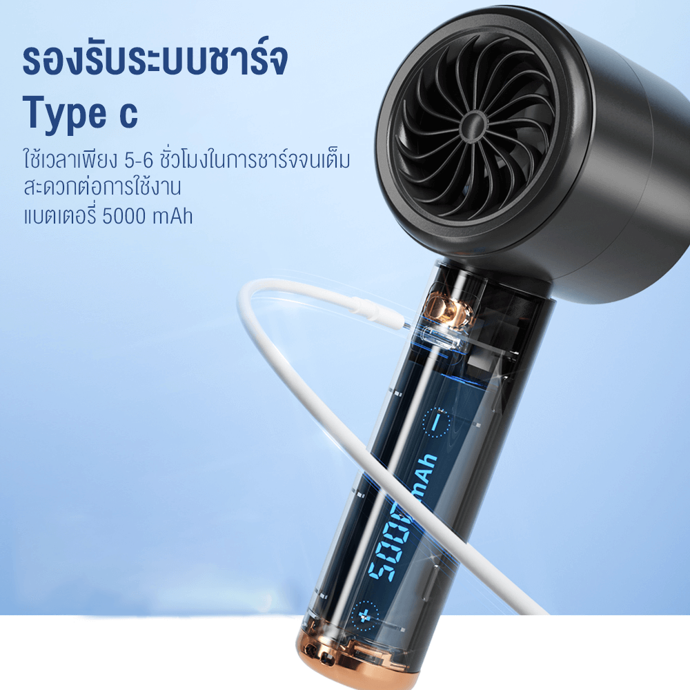 พัดลมพกพา พัดลมมือถือ SONAR FLYBIRD 3IN1 รุ่น N68 แบตเตอรี่ 5000MAH ชาร์จไฟได้ จอแสดงผล LED สีขาว